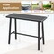 Black Metal Patio Counter Height Table with Footrest, Adjustable Foot Pads
